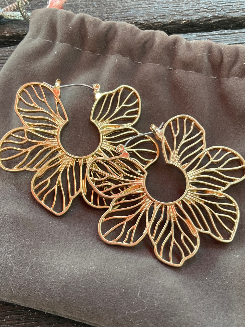 Gold Floral Filigree Hoop Earrings